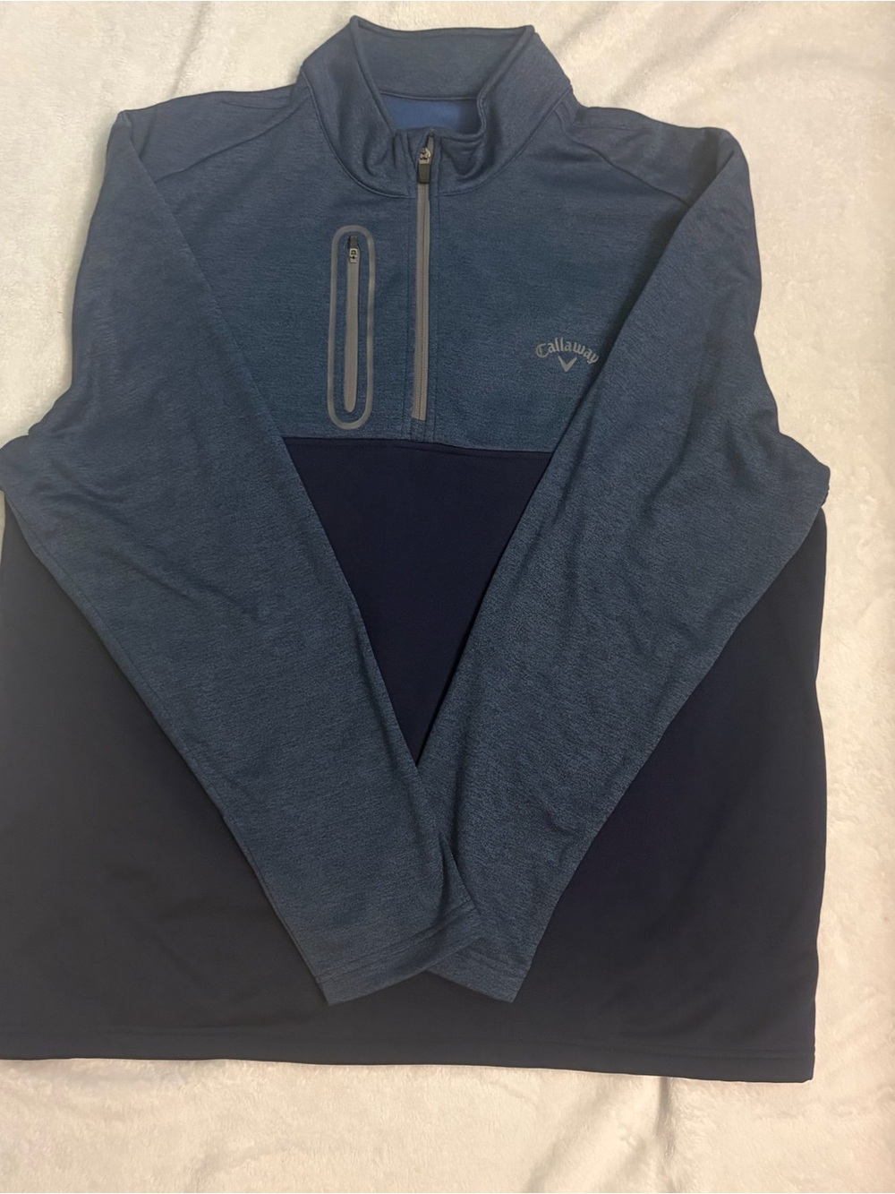 Callaway Men’s Two-Tone Navy and Dark Navy Fleece-Lined Quarter-Zip Pullover
